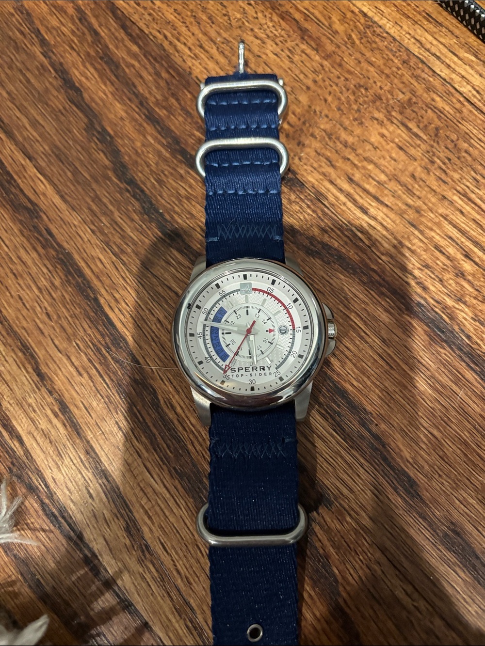 Sperry Men's Watch with Navy Strap and Silver Case